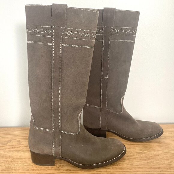 Zara Flat Country Taupe Nubuck Boots Size 37 EU - Picture 1 of 8